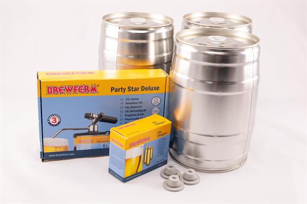 Bier- und Ciderfass-Set – 3 × 5-Liter-Minifässer mit Zapf- und CO₂-System
