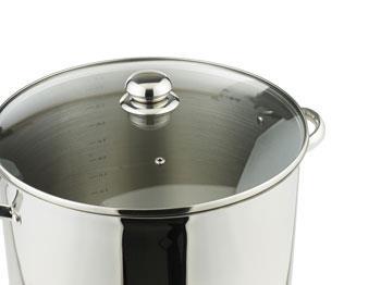 Edelstahltopf mit Glasdeckel, 30 Liter